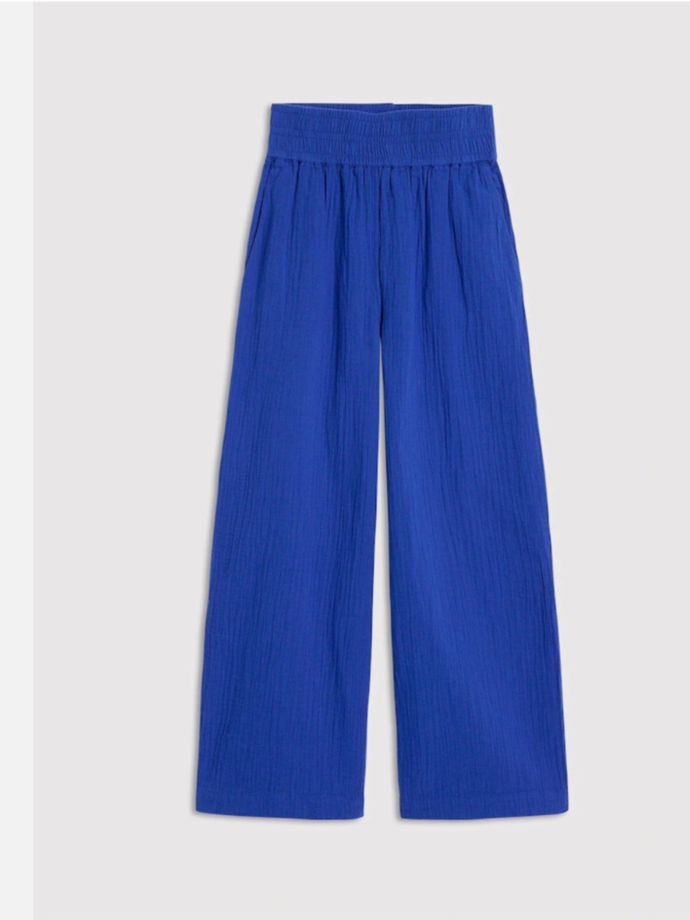 Boden Blue Wide Leg Cropped Double Cloth Cotton Gauze Trousers Pants New 16/18 - Picture 2 of 6